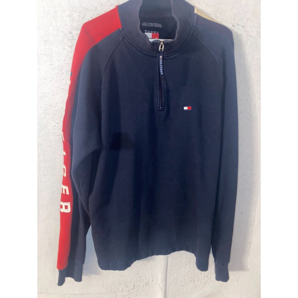 Tommy Hilfiger Sweater Mens XL Blue Casual 1/4 Zip Pullover Sweatshirt